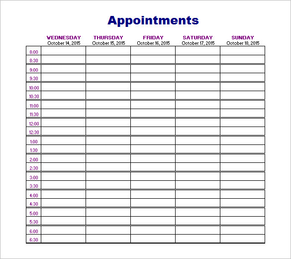 Printable Appointment Book Template   PDF | Pinterest 