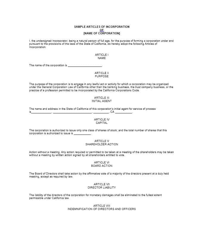 Articles of Incorporation 47 Templates for Any State Template Lab Articles of Incorporation 47 Templates for Any State Template Lab