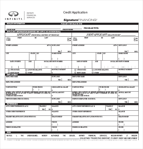 Auto Loan Application Form Sample And Template : vlashed