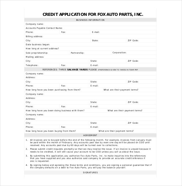 Auto Loan Credit Application Form Pdf Auto Loan Application Form 