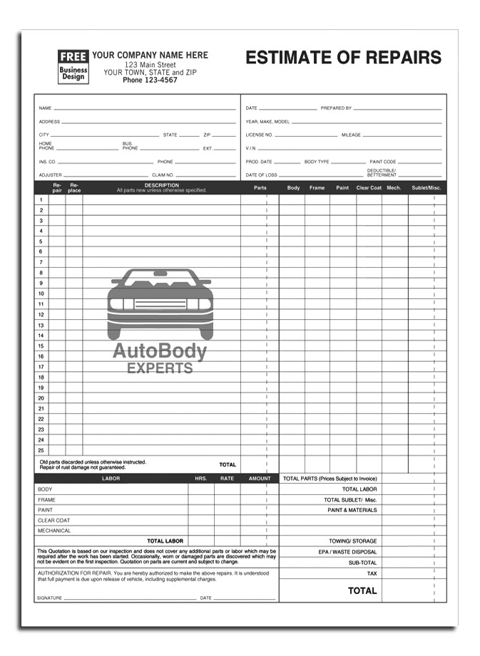 auto repair orders forms   Boat.jeremyeaton.co