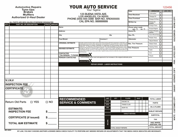 auto repair work order template   April.onthemarch.co