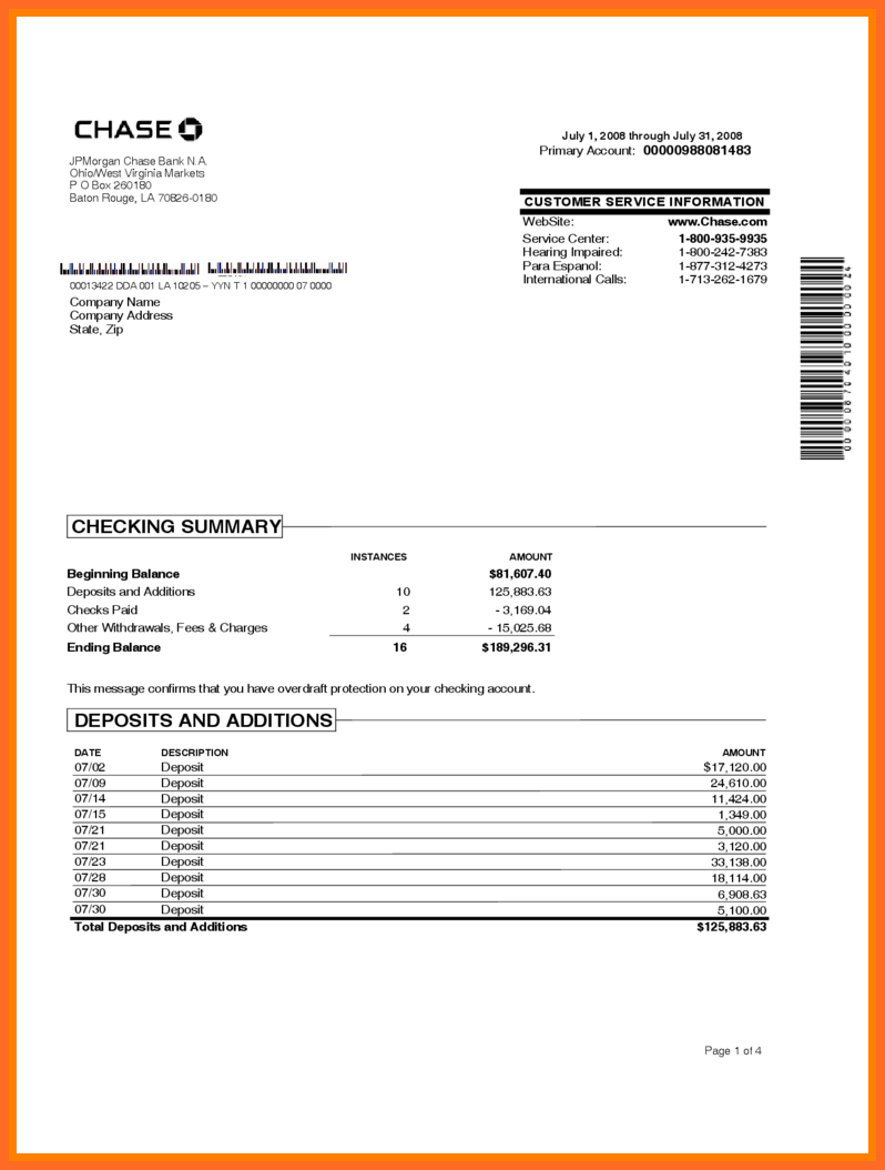 Sample Bank Statement Template All Pictures Add – Dreamswebsite 