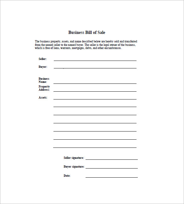 Business Bill of Sale   7+ Free Word, Excel, PDF Format Download 