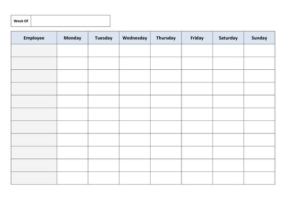 Employee Schedule Sheet Free Printable Work Schedules Weekly 