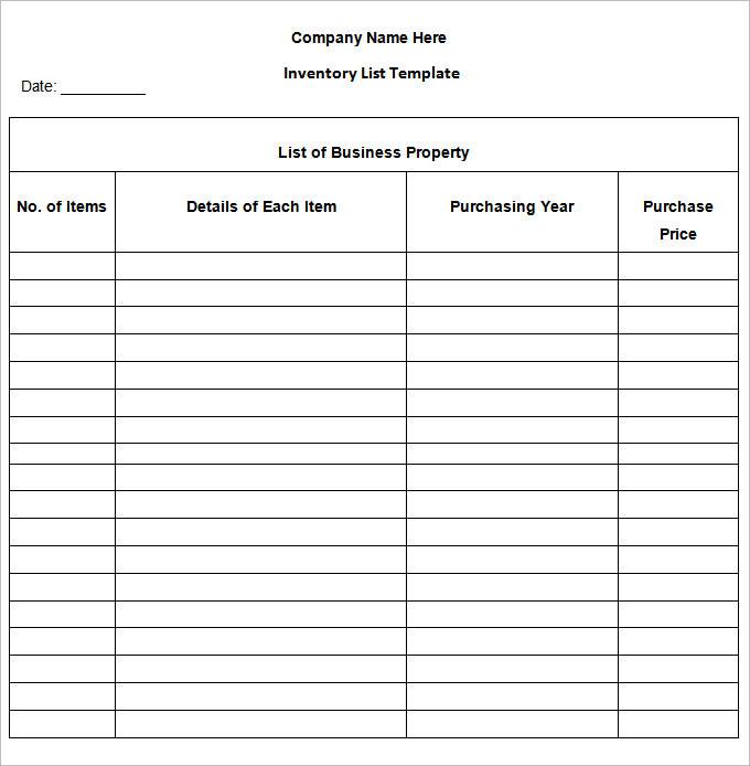 Inventory List Template   13 Free Word, Excel, PDF Documents 