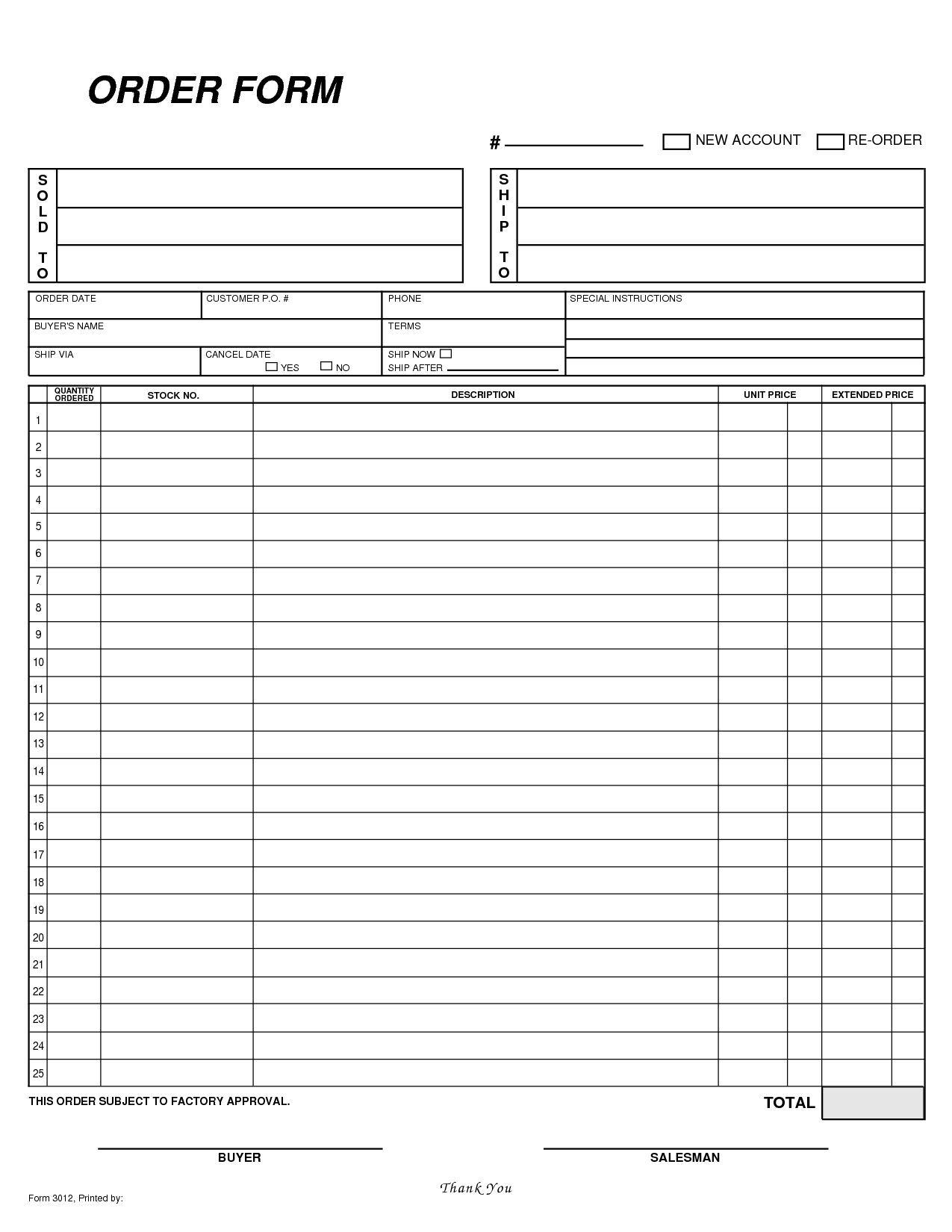 blank order form printable – el parga