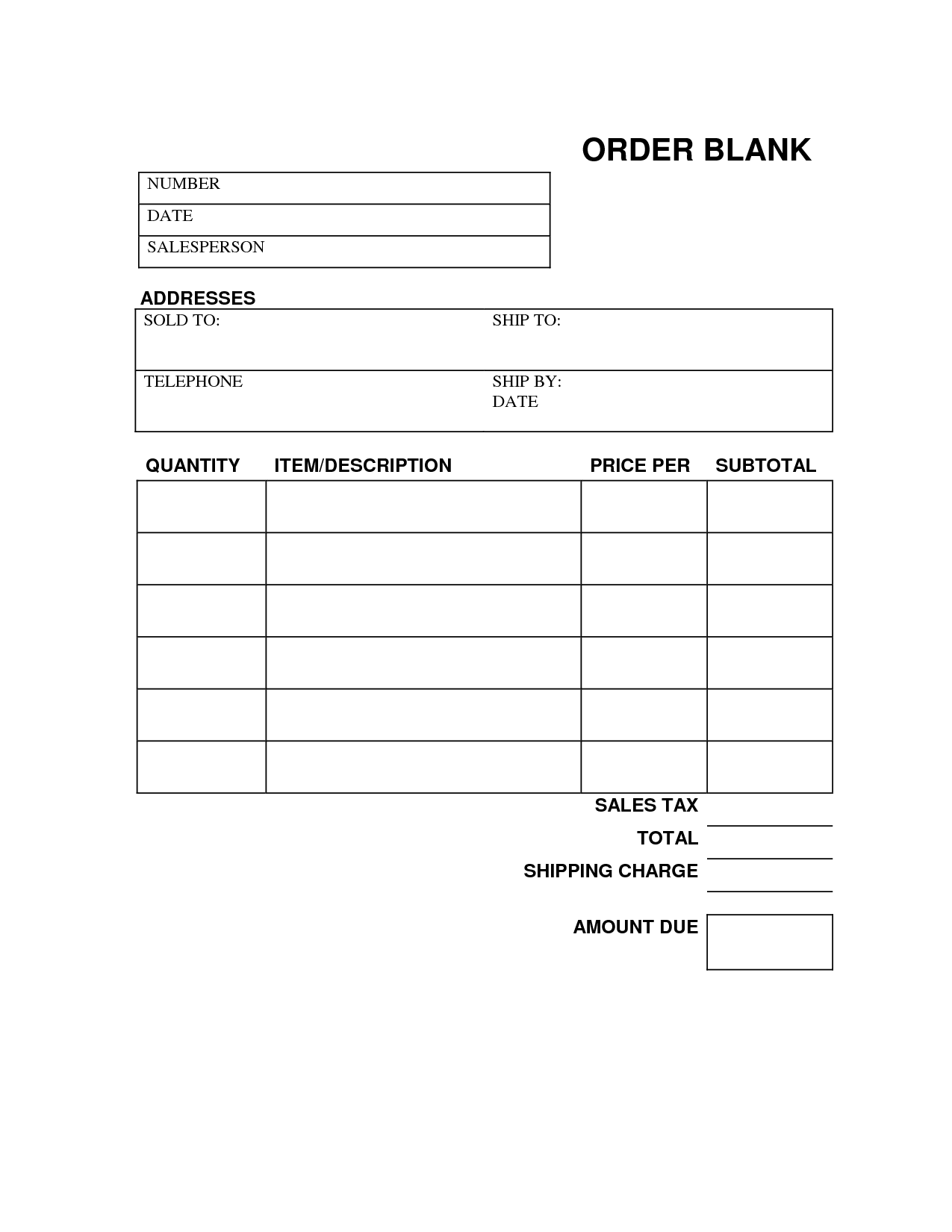 order form template word blank order form templates 44 word excel 