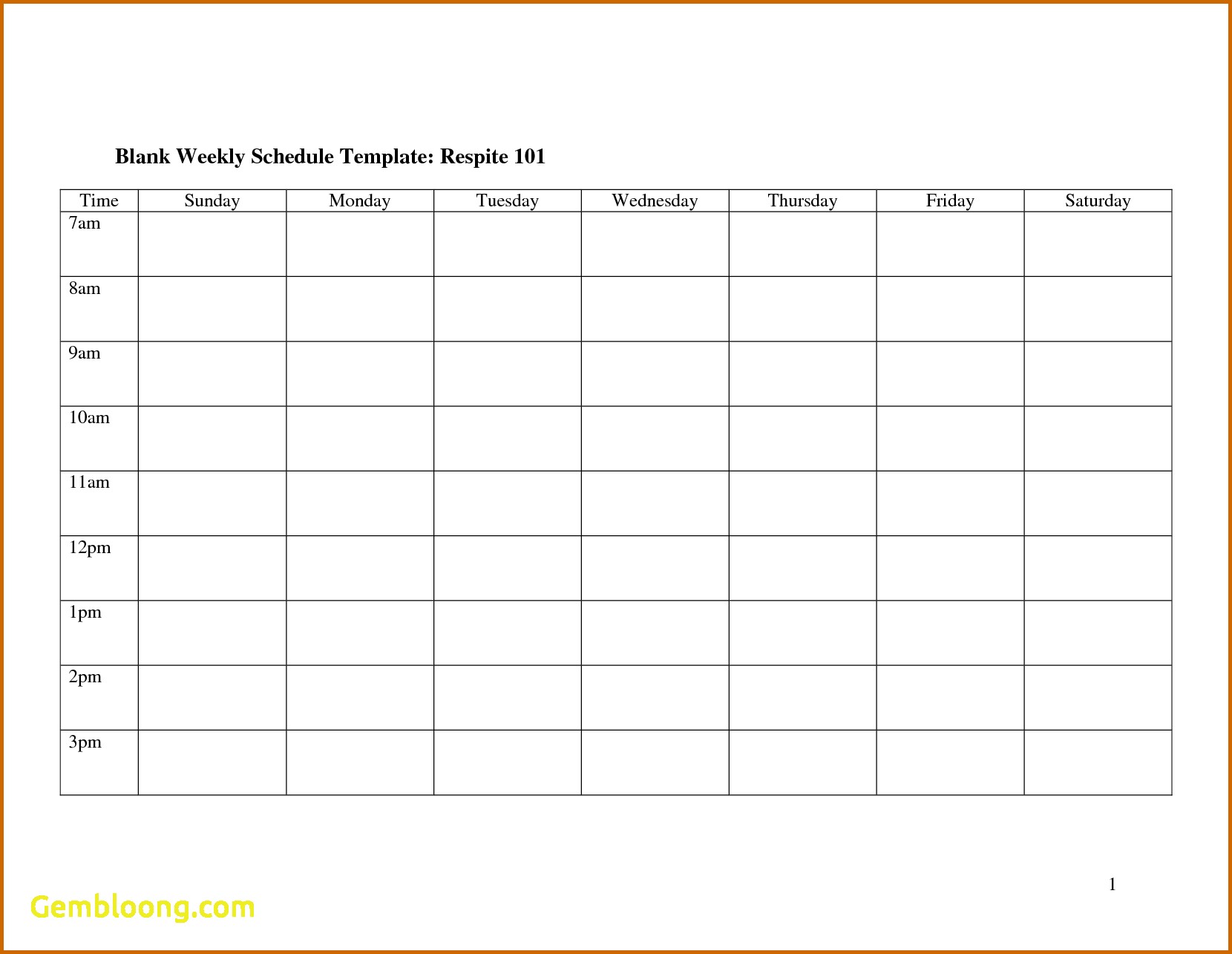 Blank Work Schedule Template Monthly