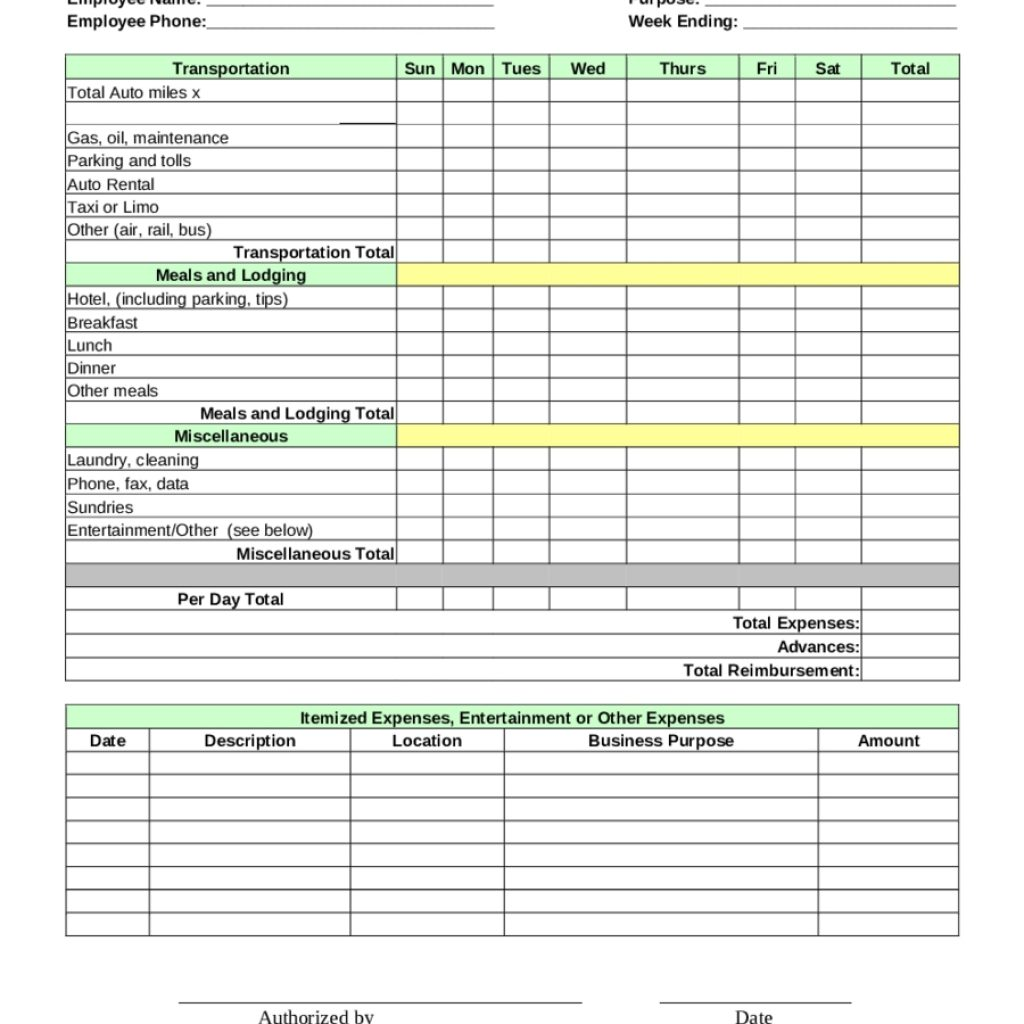 business expense form template free | Business Form Sample | Legal 