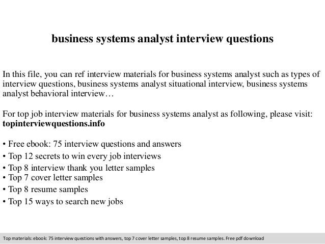 Business systems analyst interview questions