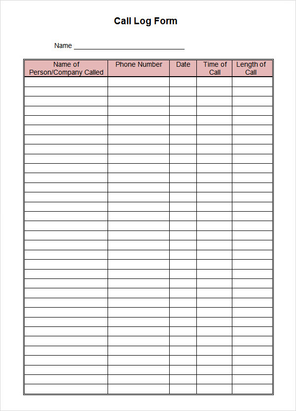 call log sheets   April.onthemarch.co