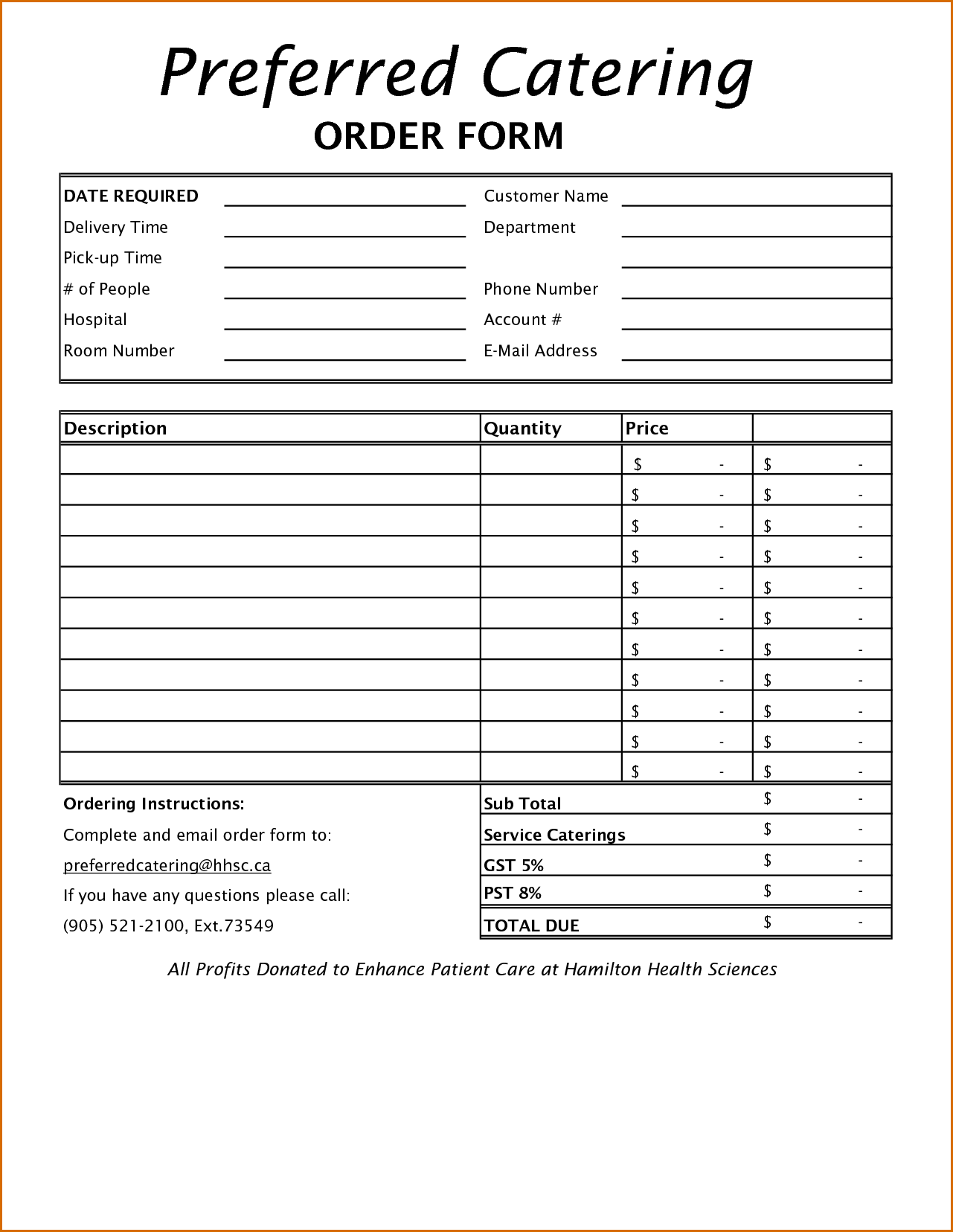 catering order form template word   Kleo.beachfix.co