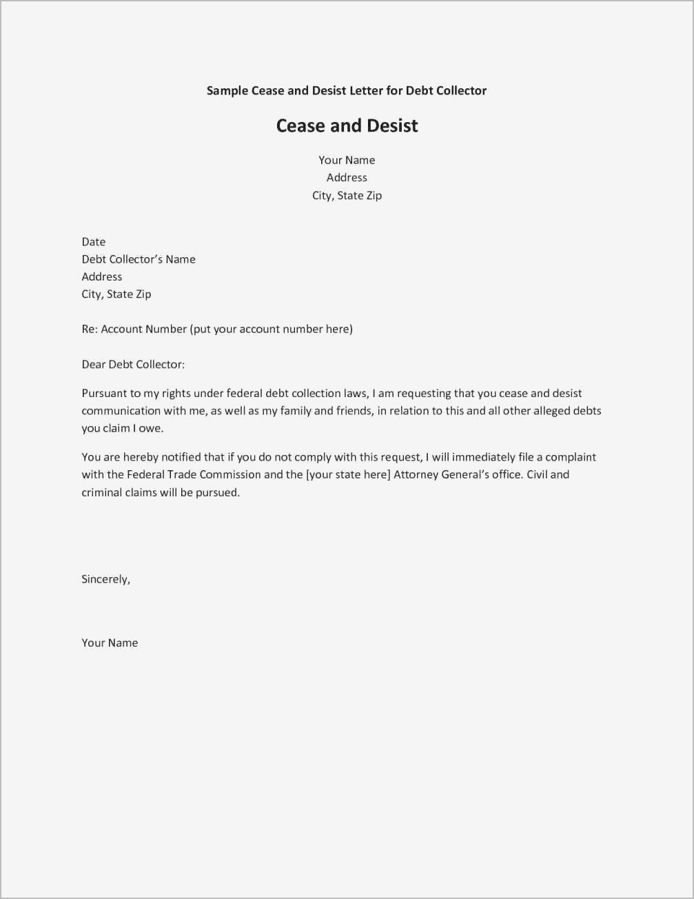 cease and desist letter harassment Forms and Templates   Fillable 