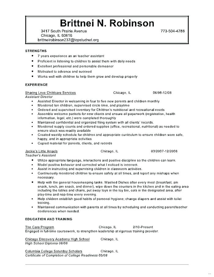 Resume For Childcare Child Care Provider Resume Outstanding 