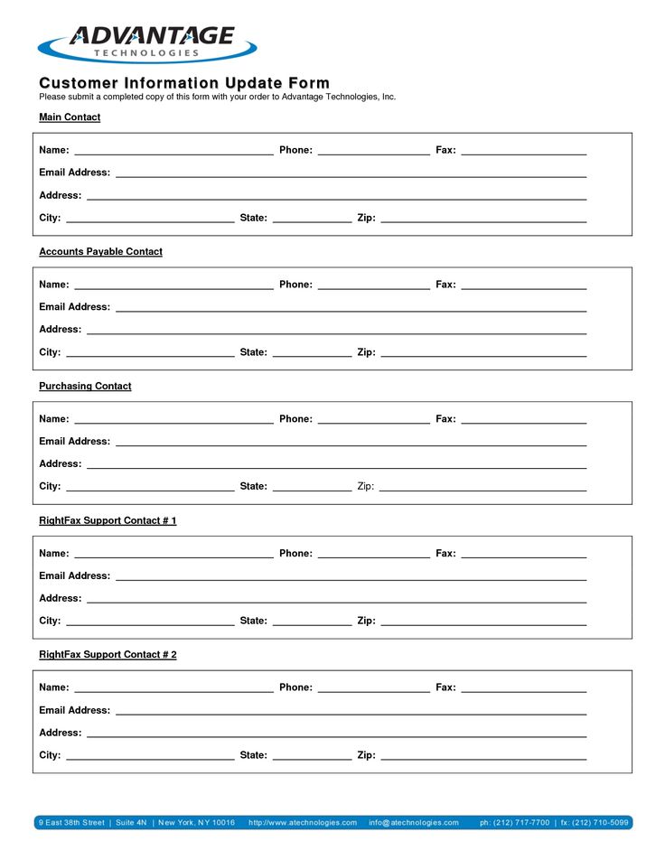 new customer information form template customer information form 