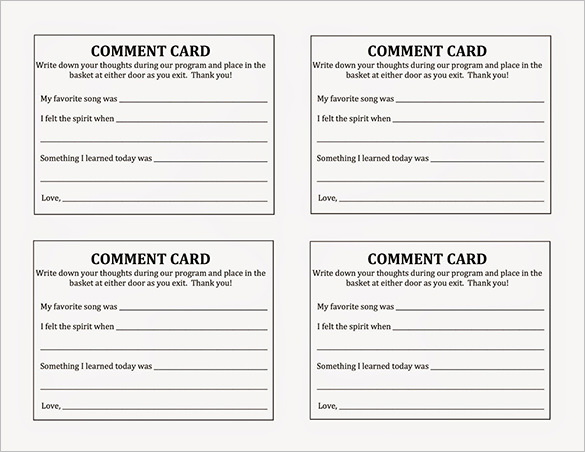 Comment Card Template Microsoft Toretoco Suggestion Card Template 