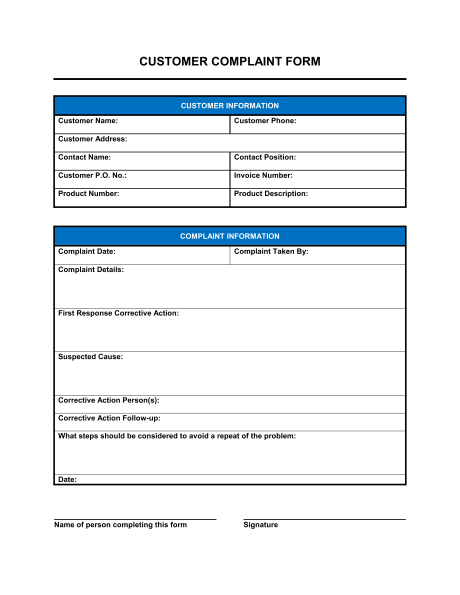 Customer Complaint Form   Template & Sample Form | Biztree.com