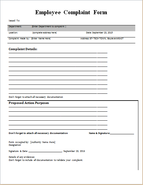 Customer Complaint Form | Microsoft Templates | Pinterest 