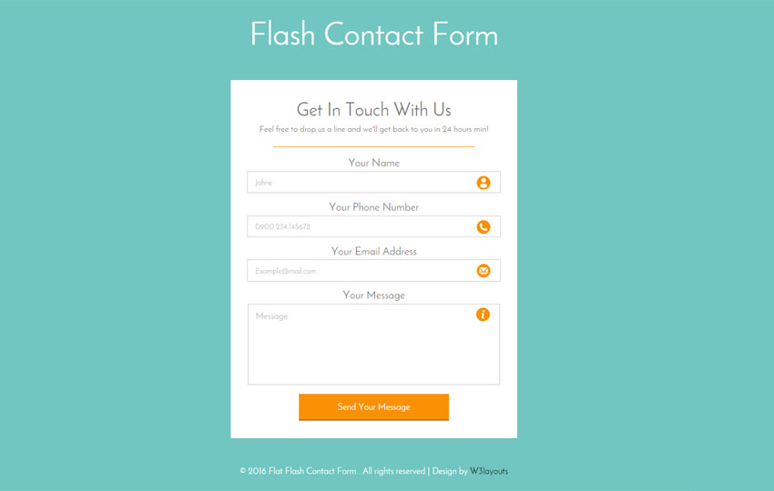 Flash Contact Form Responsive Widget Template   w3layouts.com