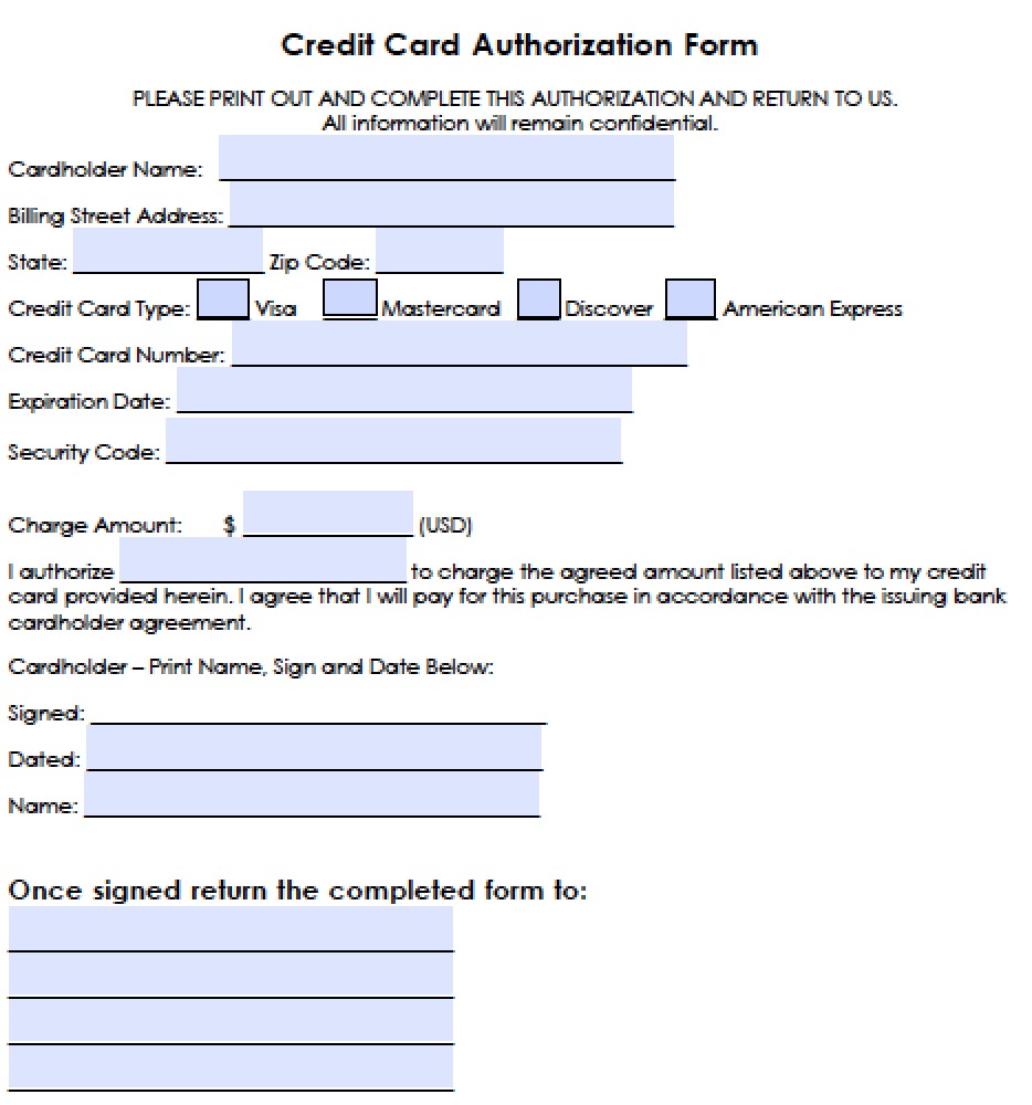 Credit Card Authorization Form Templates [Download]