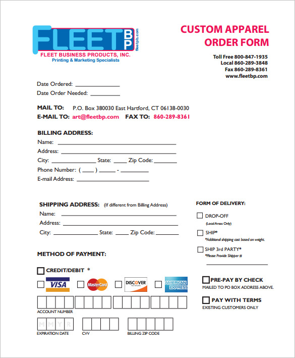 custom order form template free order form templates 30 free 