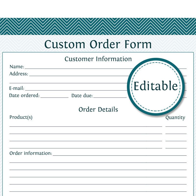 free printable order form templates printable customizable order 