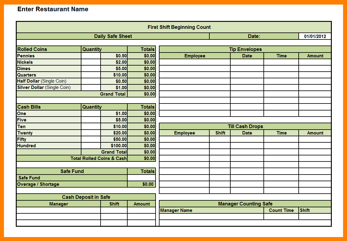 Daily Cash Sheet Template Excel Daily Log Templates 