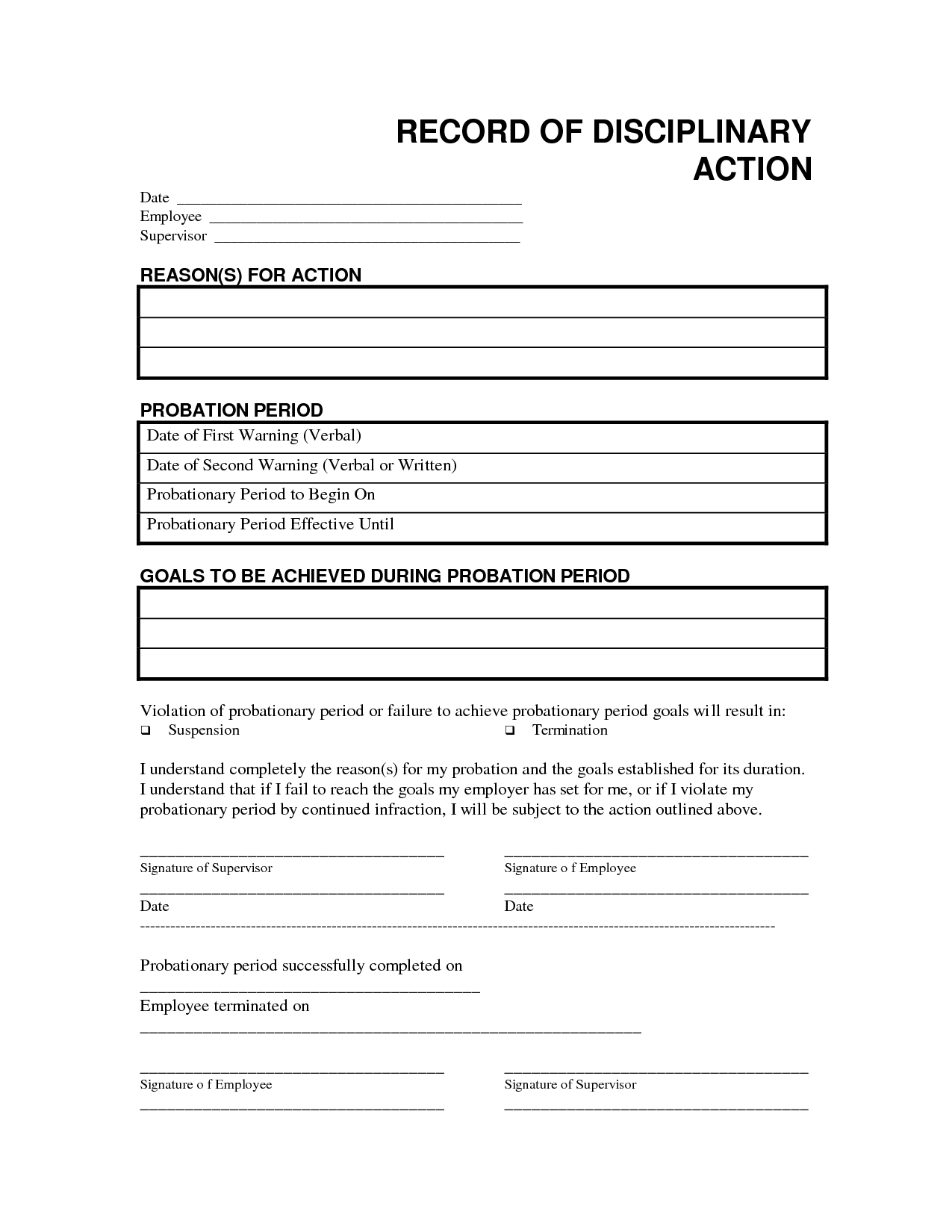 employee disciplinary form template disciplinary forms for 