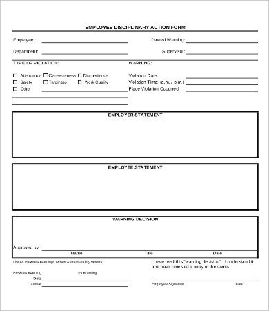 employee disciplinary form template free   Kleo.beachfix.co