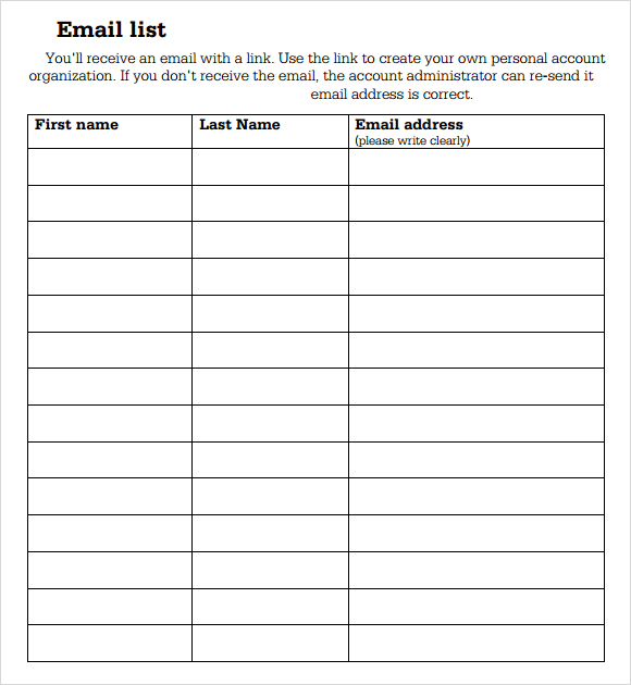 free printable email sign up sheet   Boat.jeremyeaton.co