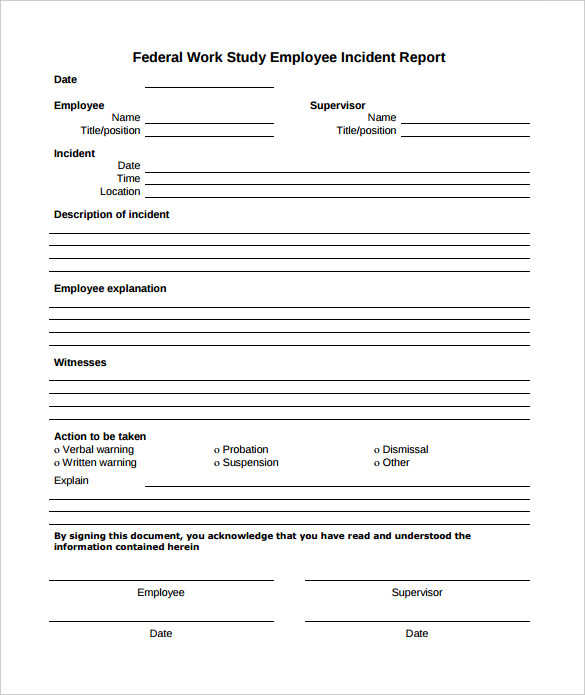 employee incident report sample letter Forms and Templates 