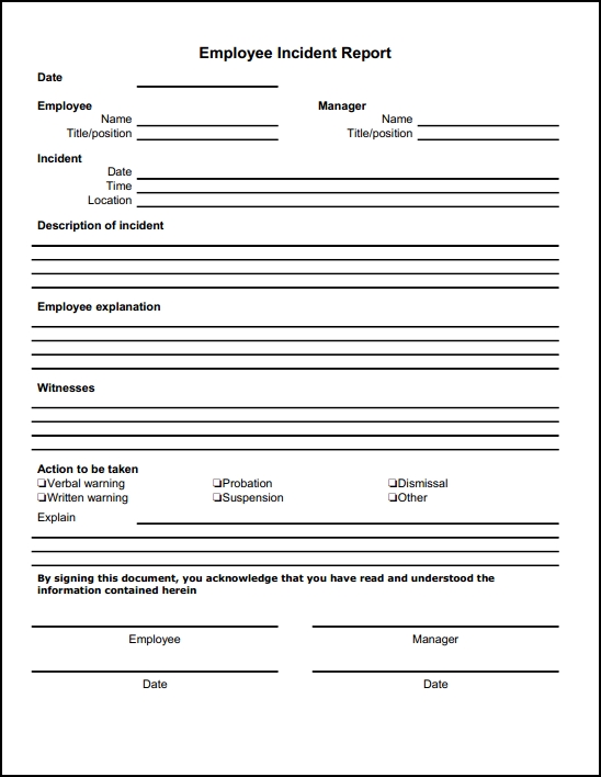 generic employee incident report form   Tier.brianhenry.co