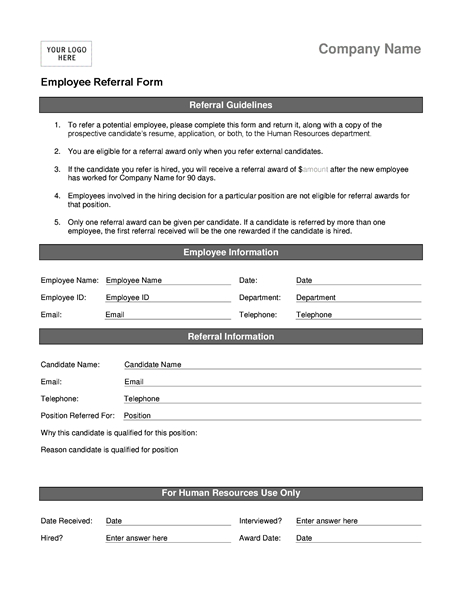 employee referral form template word employee referral form 