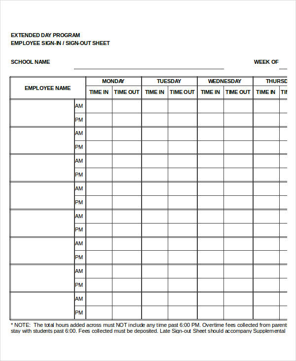 daily sign in and out sheet   Kleo.beachfix.co
