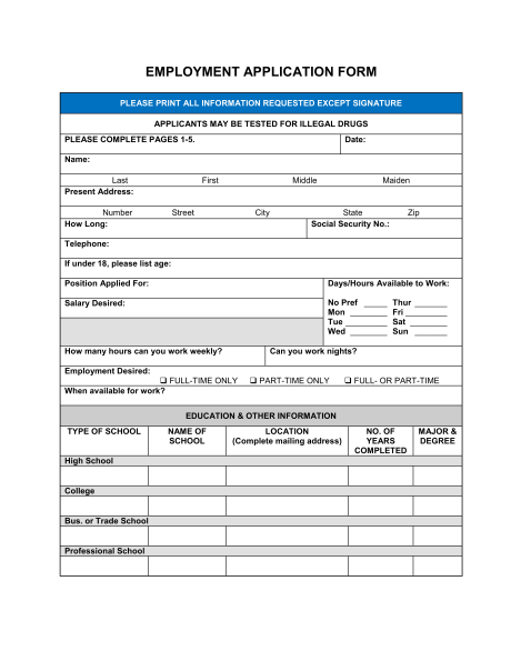 new employee template form employment forms template 