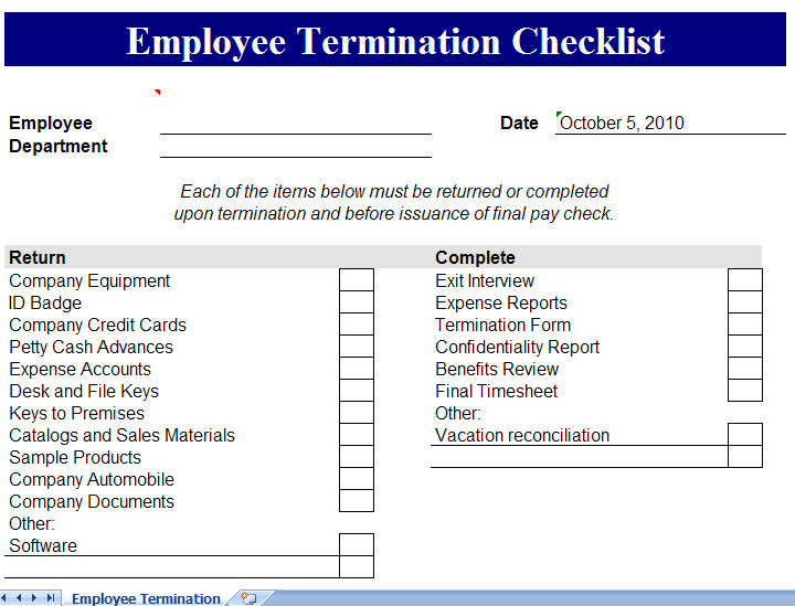 Termination Checklist Templates – 16+ Free Word, Excel, PDF 