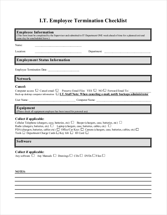 termination template form termination checklist templates 16 free 