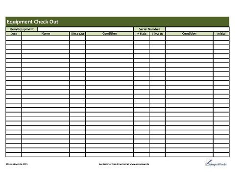 check out form template equipment checkout form template excel 