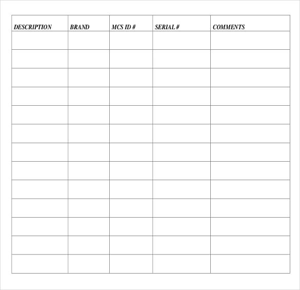 Equipment Inventory Template   14 Free Word, Excel, PDF Documents 