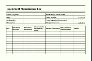 equipment maintenance log template excel   Tier.brianhenry.co