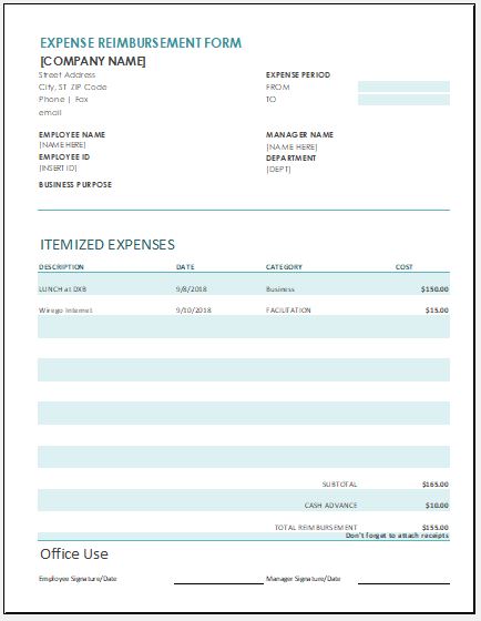 business expense reimbursement form template expense reimbursement 