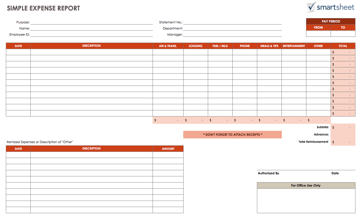 business expenses list template   Gecce.tackletarts.co