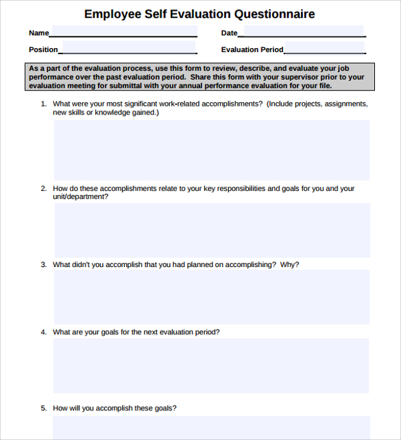 16+ Sample Employee Self Evaluation Form – PDF, Word, Pages 