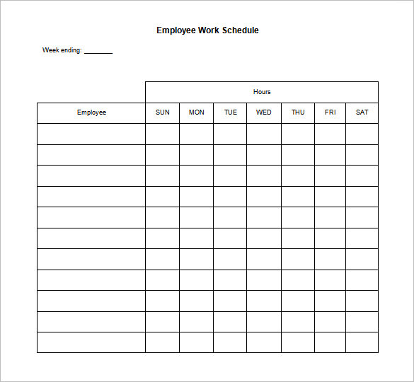 Blank Employee Work Schedule Template Word Doc Project Awesome 