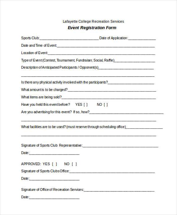 Free Registration Form Template   Ant Yradar