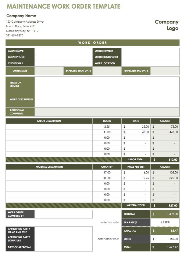 Free Work Order Invoice Template | Excel | PDF | Word (.doc)