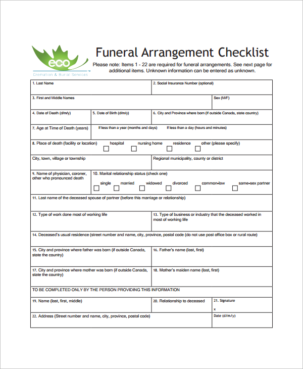 Funeral Arrangement Form   Atlanta Georgia Fill Online, Printable 