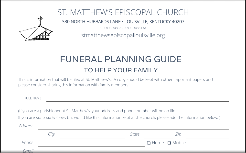 Pre Need Funeral Planning Form   Proga | Info