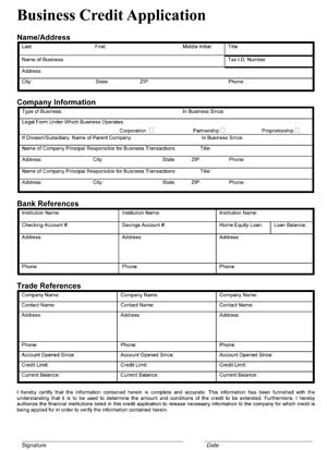 Credit Application Forms   Small Business Free Forms